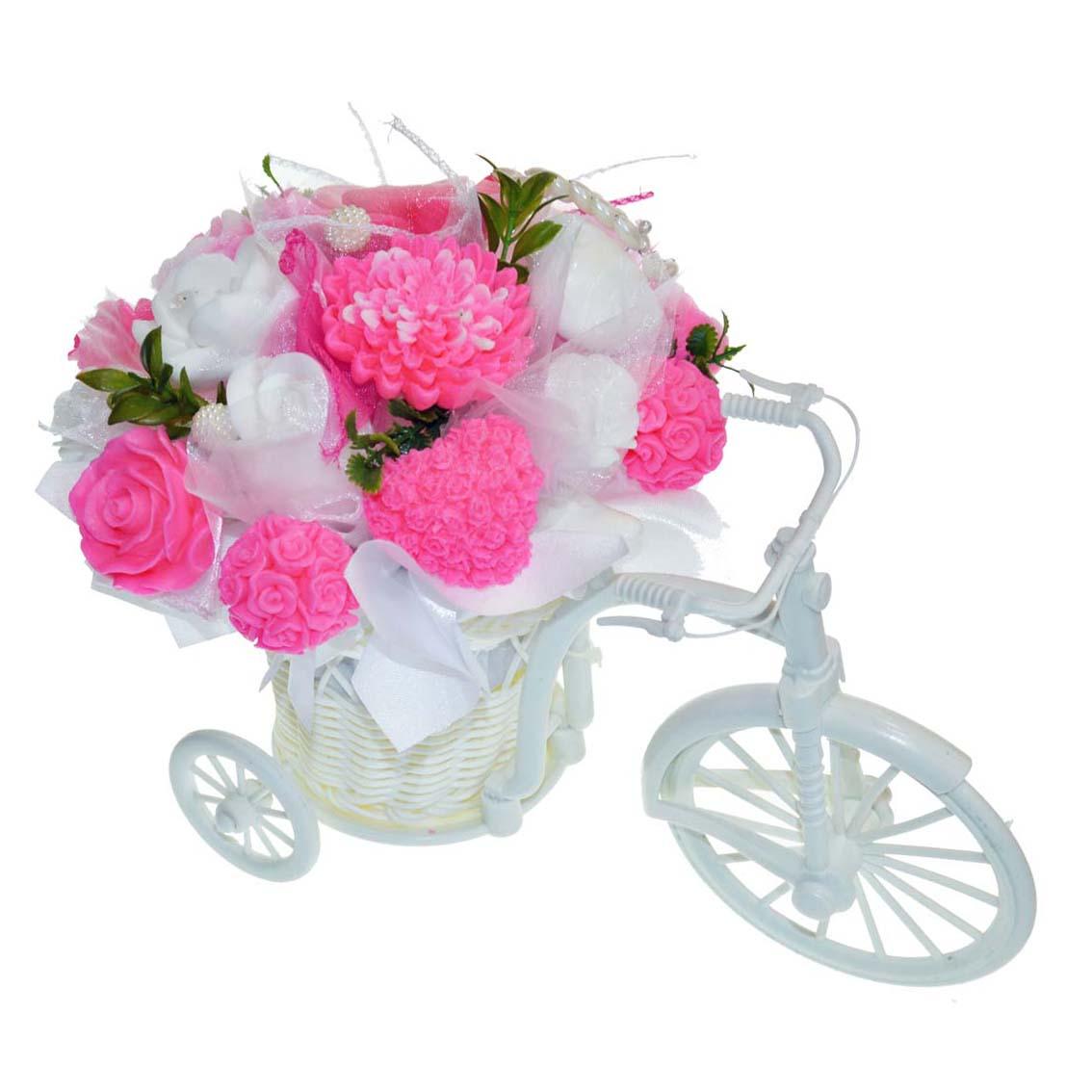 Mydlová Kytica bicykel - ružovo, biela